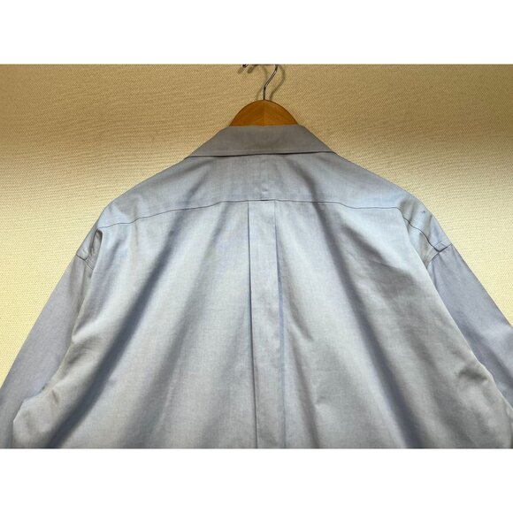 Jos. A Bank Mens Travelers Button Up Cotton Shirt Size 171/2-34 Blue Long Sleeve - Picture 12 of 13